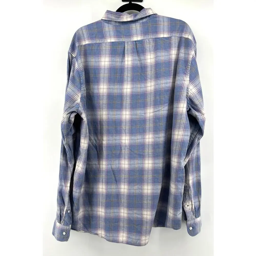 J.Crew Classic Cotton Linen Twill Button Down Shirt Men's Size XXLT Blue Purple